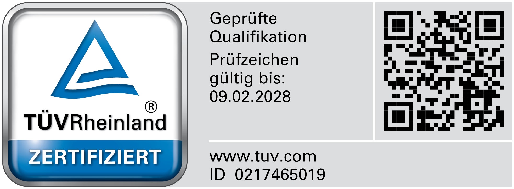 TÜV Rheinland geprüfte Qualifikation
